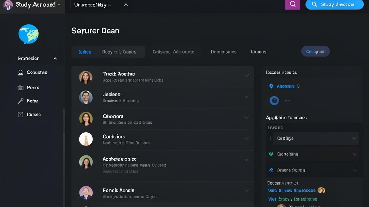 Study Abroad Navigator interface